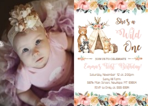 Wild One Photo Invitation design preview