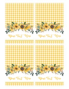 Sunflowers Gingham - Table Tent: Sunflowers Gingham - Table Tent