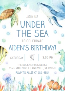 Ocean Blue - Invitation Blue design preview