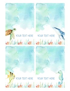 Ocean Blue - Table Tent - Animals Mix design preview