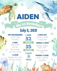 Ocean - Milestone Poster - Boy design preview