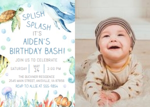 Ocean - Blue - Photo Invitation design preview