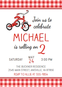 Tricycle Birthday Invitation design preview