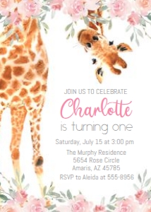 Giraffe - Pink Flowers design preview
