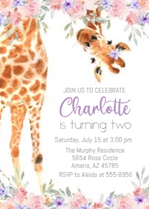 Giraffe - Pink and Purple Flowers: Giraffe - Party Package