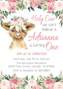 Holy Cow 01 - Birthday Invitation: Highland Cow - Birthday Invitation - Holy Cow