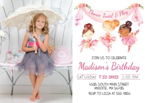 Ballet Birthday - Photo Invitation design preview