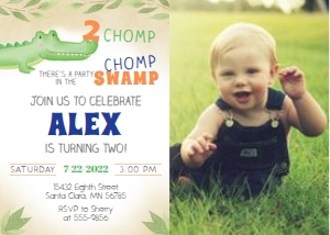 Alligator - Birthday Photo Invitation design preview
