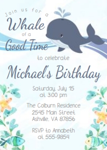 Whale - Birthday Invitation design preview