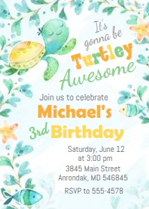 Turtley Awesome - Birthday Invitation design preview