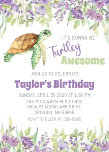 Turtle - Birthday Invitation design preview