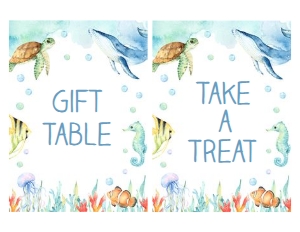 Ocean - Table Party Signs - Blue: Ocean Blue - Table Signs 5x7