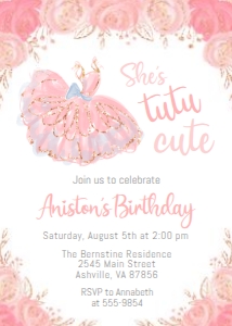 Tutu Cute - Birthday Invitation design preview