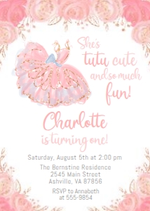 Tutu Cute - Birthday Invitation - Turning One design preview