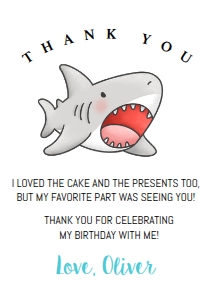 Cute Shark - Thank You Note design preview
