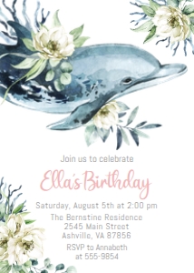 Dolphin - Birthday Invitation design preview