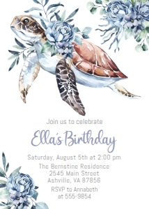 Turtle - Birthday Invitation design preview