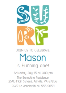 Surf 01 - Birthday Invitation design preview