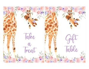 Giraffe - Party Table Signs design preview