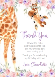 Giraffe - Thank You Note: Giraffe - Party Package