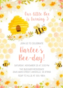 Bee Birthday - Girl design preview
