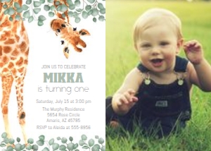 Giraffe Leaves - Photo Invitation design preview