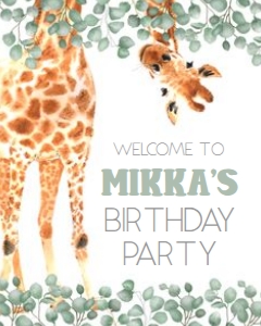 Giraffe Leaves Welcome Sign - 16x20 inches: Giraffe Leaves Welcome Sign - 3 Size Options