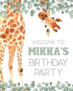 Giraffe Leaves Welcome Sign -  8x10 inches: Giraffe Leaves Welcome Sign - 3 Size Options