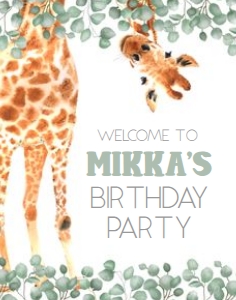 Giraffe Leaves Welcome Sign - 11x14 inches: Giraffe Leaves Welcome Sign - 3 Size Options