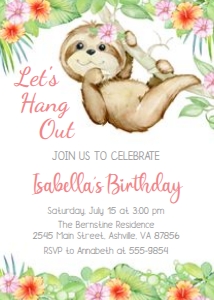 Sloth Girl - Birthday design preview