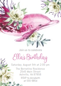 Pink Dolphin - Birthday Invitation design preview