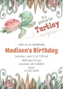 Turtle Birthday Invitation - Turtley Awesome design preview