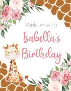 Giraffe 11x14 - Welcome Sign Floral Giraffe Print: Giraffe Welcome Signs - Floral Giraffe Print - 3 Size Options