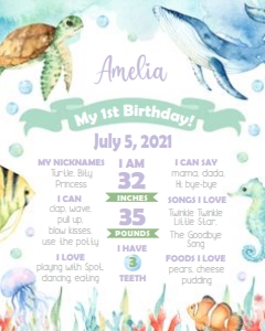 Ocean - 16x20 inch Milestone Poster - Purple design preview