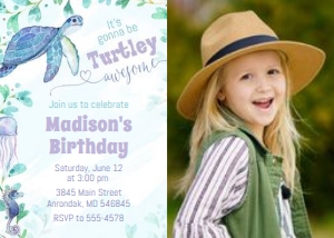 Turtle Girl - Turtley Awesome Photo Invitation: Turtley Awesome Photo Invitation