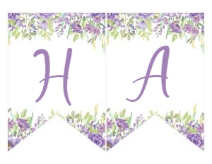Turtle - Banner - Purple Flowers: Turtle Purple Flowers - Birthday Banner