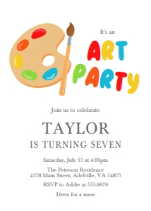 Art Party Birthday Invitation design preview