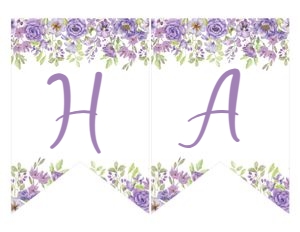 Pig Banner Purple Flowers Happy Birthday: PIg Banner Purple Flowers