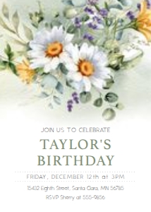 Flowers - Birthday Invitation design preview