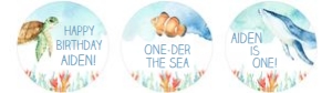 Ocean - Cupcake Toppers - Oneder the Sea Blue: Oneder the Sea Blue Ocean Animals Party Pacakge