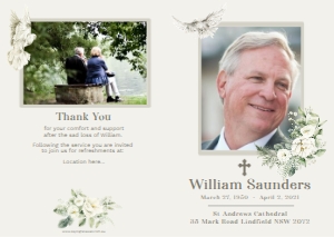 Dove 4 Page Order Of Service Template design preview