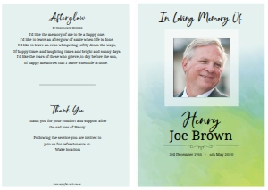 Watercolour 4 Page Order Of Service Template design preview
