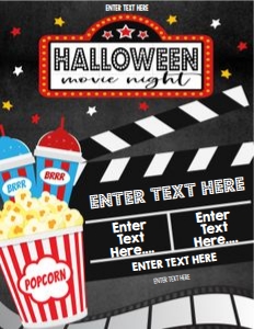 Halloween Movie Night Flyer Invitation: EDITABLE Halloween Movie Night Flyer Invitation