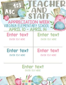 TA30 TEACHER APPRECIATION SCHEDULE: 1192963274