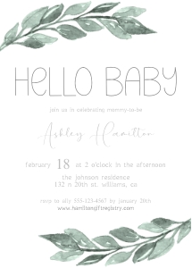 Baby Shower Hello Baby 001 Invitation: Baby Shower Invitation