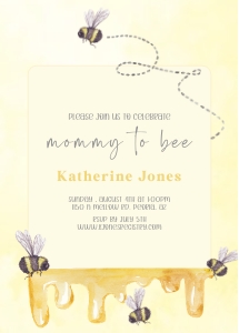 Baby Shower Mommy to Bee Honey 001: Baby Shower Invitation Mommy to Bee