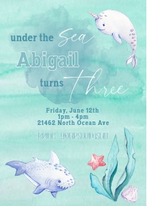 Birthday Invitation Under the Sea THREE design preview