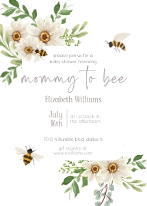 Baby Shower Mommy to Bee Daisy 001: Baby Shower Invitation Mommy to Bee