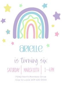 Birthday Rainbow Party 001 Invitation: Birthday Invitation Rainbow Party
