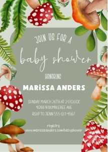 Baby Shower Mushroom Forest Rectangle 002: Baby Shower Mushroom Forest Rectangle